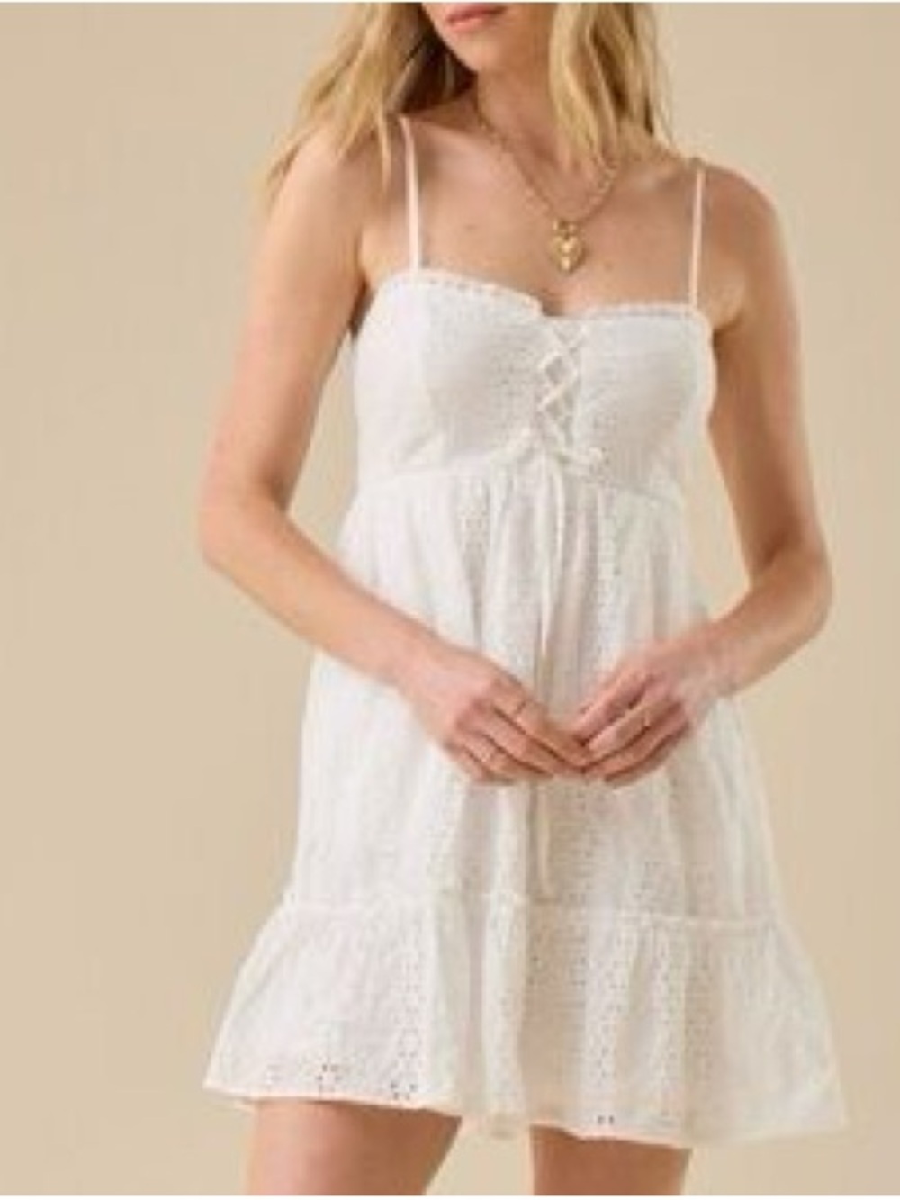 Altar'd State White Eyelet Lace Mini Sundress